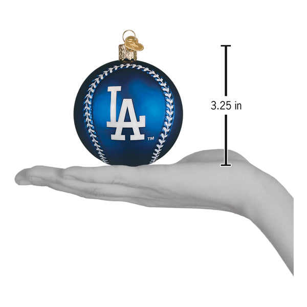 Old World Christmas Dodgers Baseball Ornament - hand-blown glass Christmas tree ornament (view 4)