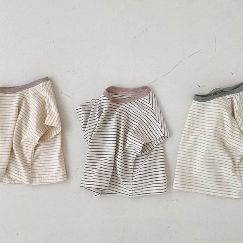 Korean Style Baby Casual Striped Short-sleeved T-shirt - Cindi Book
