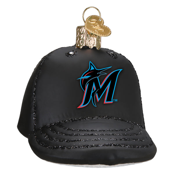 Old World Christmas Marlins Baseball Cap Ornament - hand-blown glass Christmas tree ornament (view 3)