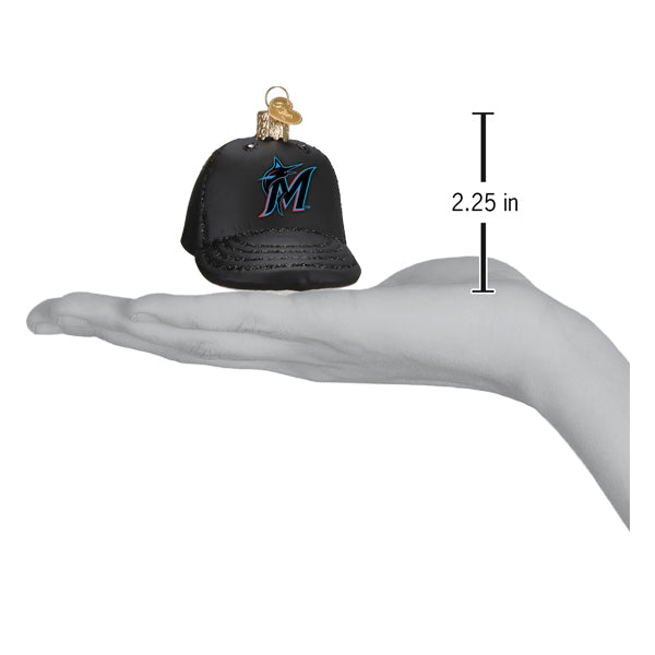 Old World Christmas Marlins Baseball Cap Ornament - hand-blown glass Christmas tree ornament (view 4)