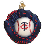 Old World Christmas Twins Baseball Mitt Ornament - hand-blown glass Christmas tree ornament (view 3)