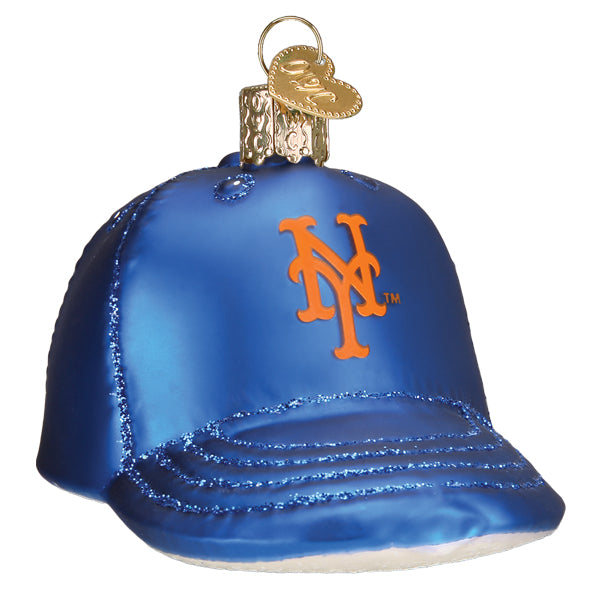 Old World Christmas Mets Baseball Cap Ornament - hand-blown glass Christmas tree ornament (view 3)
