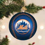 Old World Christmas Mets Baseball Ornament - hand-blown glass Christmas tree ornament