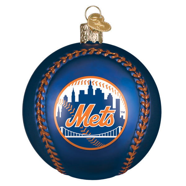 Old World Christmas Mets Baseball Ornament - hand-blown glass Christmas tree ornament (view 2)