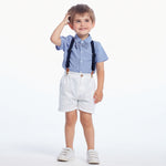 Summer Korean Style Boy's Short-sleeved Shirt Suspender Pants Suit - Cindi Book