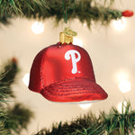 Old World Christmas Phillies Baseball Cap Ornament - hand-blown glass Christmas tree ornament