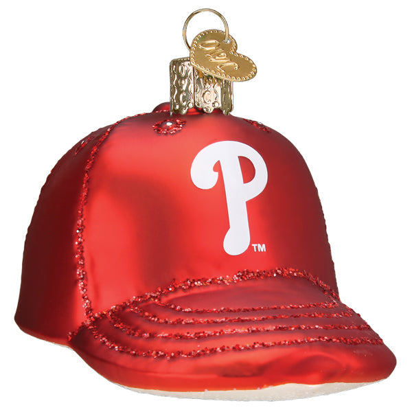 Old World Christmas Phillies Baseball Cap Ornament - hand-blown glass Christmas tree ornament (view 3)