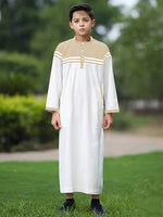 Boy's Fashion Color Contrast Button Striped Robe - Cindi Book