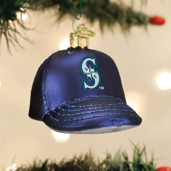 Old World Christmas Mariners Baseball Cap Ornament - hand-blown glass Christmas tree ornament