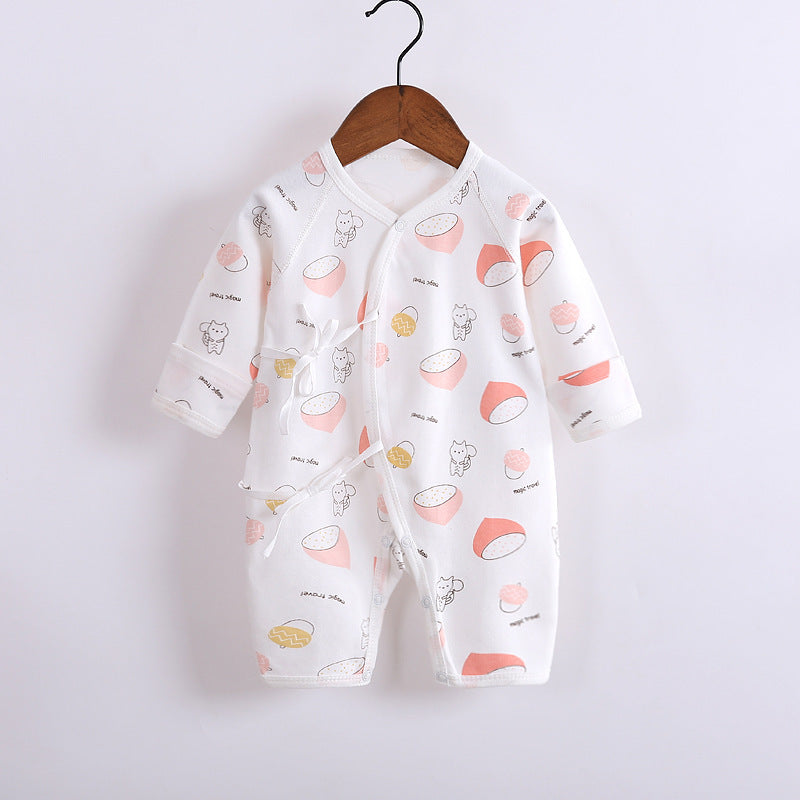 Baby's Cotton Long-sleeved Lace-up Butterfly Jumpsuit - Cindi Book