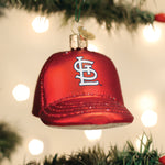Old World Christmas Cardinals Baseball Cap Ornament - hand-blown glass Christmas tree ornament