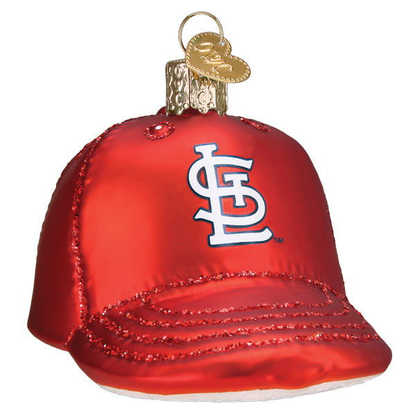 Old World Christmas Cardinals Baseball Cap Ornament - hand-blown glass Christmas tree ornament (view 3)