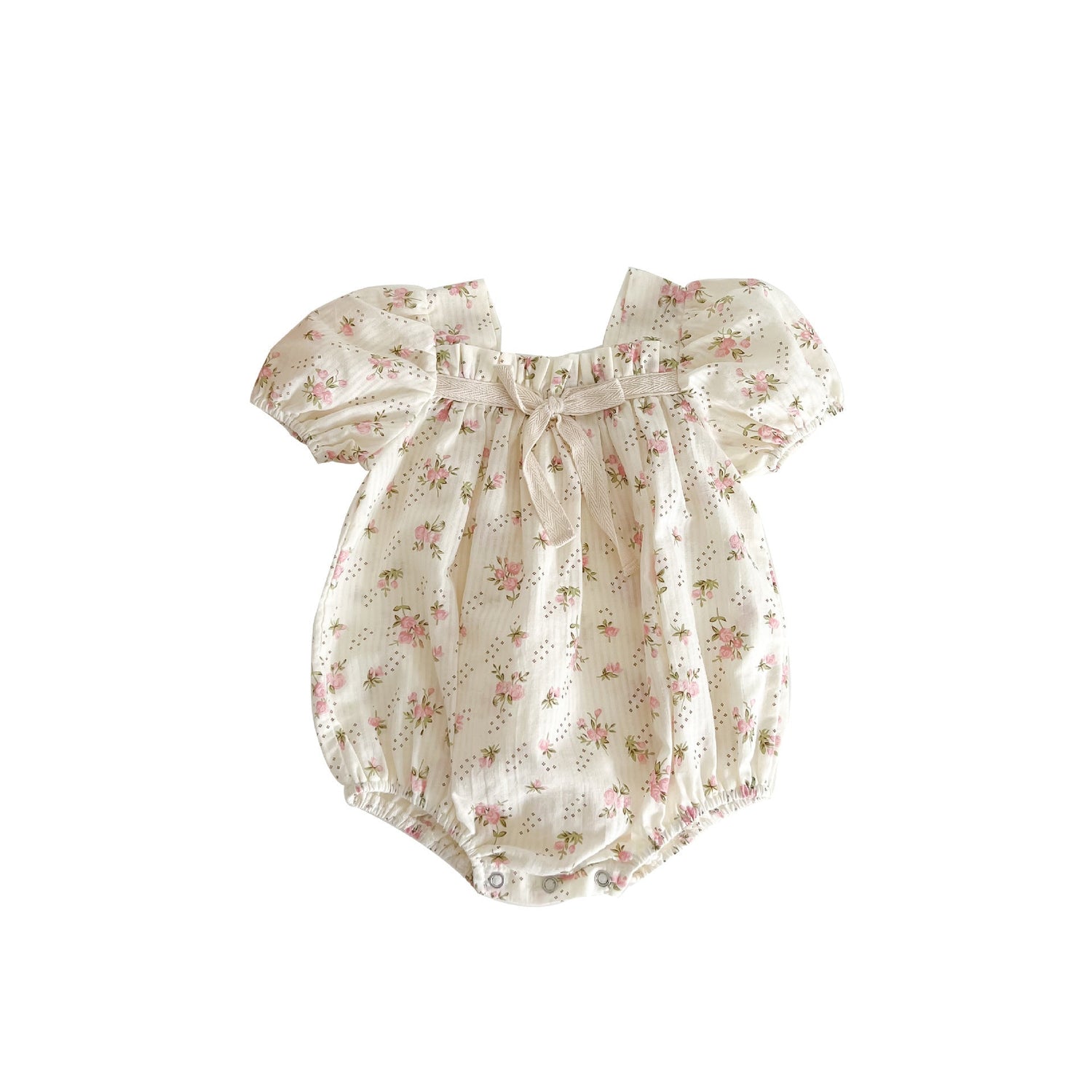 Bow Knot Baby Girl Puff Sleeve Romper - Cindi Book