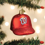 Old World Christmas Nationals Baseball Cap Ornament - hand-blown glass Christmas tree ornament