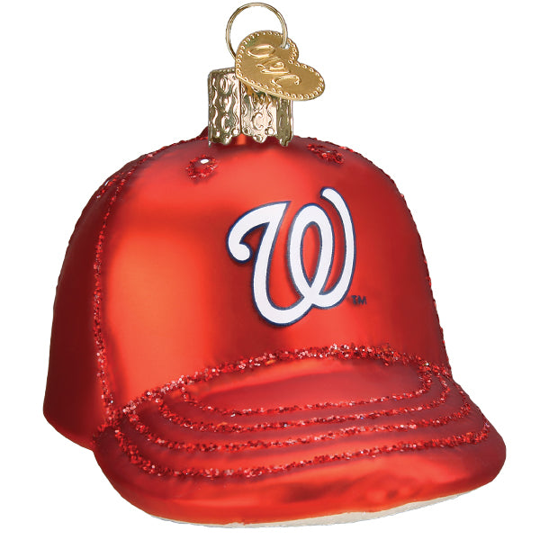Old World Christmas Nationals Baseball Cap Ornament - hand-blown glass Christmas tree ornament (view 3)