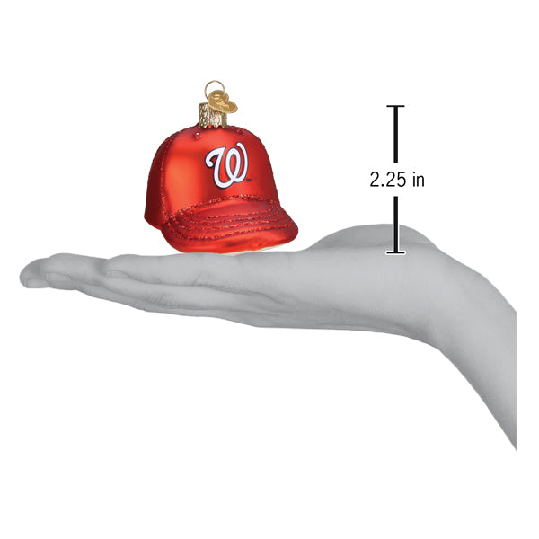 Old World Christmas Nationals Baseball Cap Ornament - hand-blown glass Christmas tree ornament (view 4)