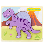 Baby Wooden Cartoon Dinosaur 3D Puzzle Jigsaw for Kids Montessori Early Learning Educational Puzzle Toys - Cindi Book
