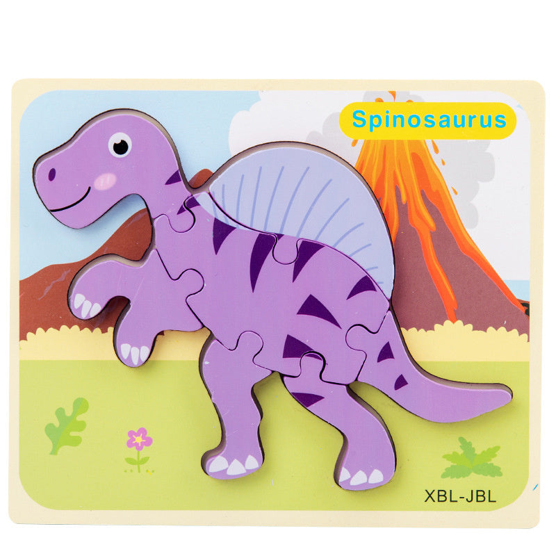 Baby Wooden Cartoon Dinosaur 3D Puzzle Jigsaw for Kids Montessori Early Learning Educational Puzzle Toys - Cindi Book