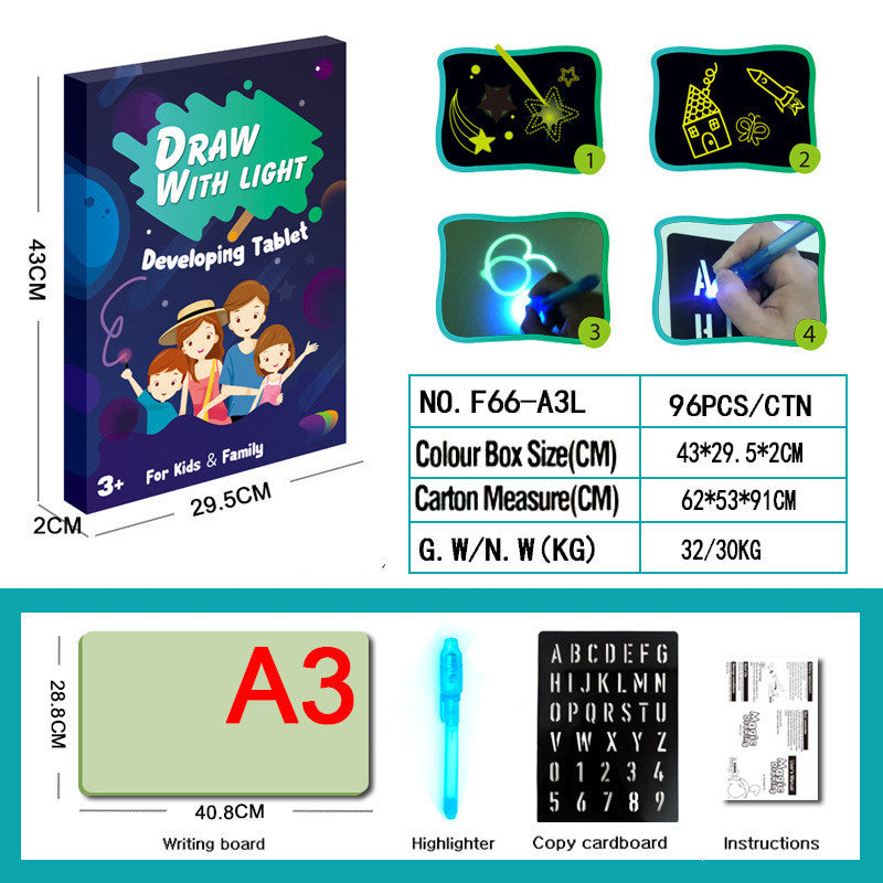 Educational Toy Drawing Pad 3D Magic 8 Light Effects Puzzle Board Sketchpad - Cindi Book