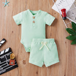 Children's Clothing Baby Bodysuit Casual Adjustable Short-sleeved Top And Shorts Suit - Cindi Book