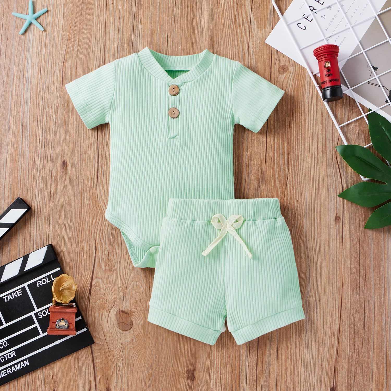 Children's Clothing Baby Bodysuit Casual Adjustable Short-sleeved Top And Shorts Suit - Cindi Book