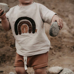 Baby Boys And Girls Cute Round Neck Rainbow Embroidered Short Sleeve - Cindi Book