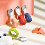 Children's Stainless Steel Round Handle Fork And Spoon Set - Cindi Book