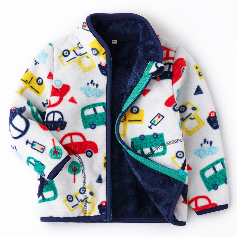 Thick Fur Printed Coats Kids Zipper - Cindi Book