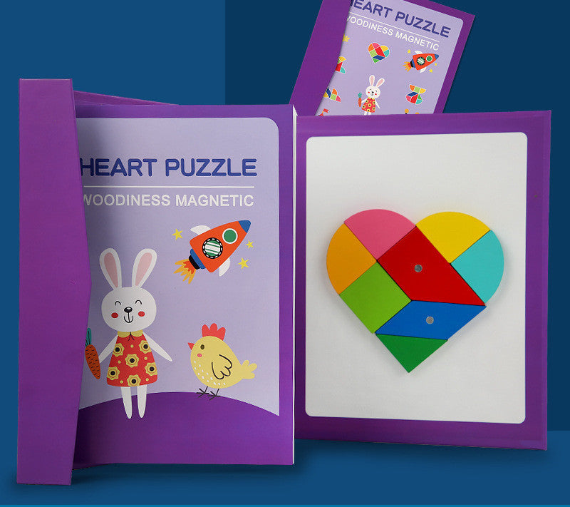 Children's Wooden Magnetic Tangram Educational Toy - Cindi Book