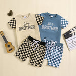 Children's Letter Printed T-shirt Plaid - Cindi Book