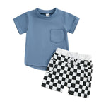 Fashion Personality Boy T-shirt Plaid Shorts Suit - Cindi Book