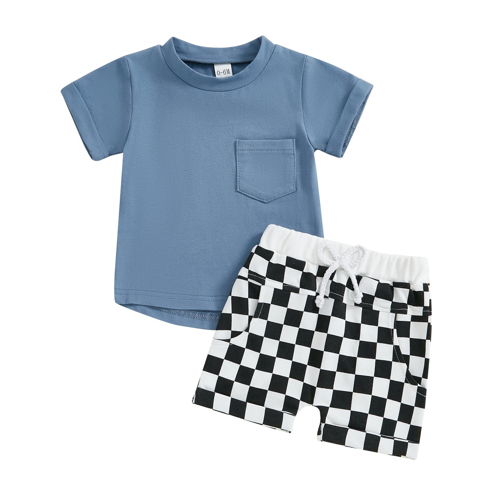 Fashion Personality Boy T-shirt Plaid Shorts Suit - Cindi Book