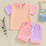 Cute Color Matching Short-sleeved T-shirt And Shorts Two-piece Set - Cindi Book