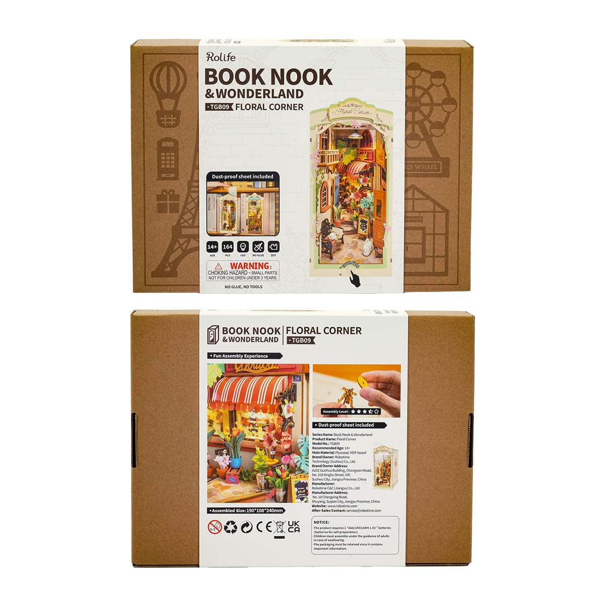Rolife Floral Corner DIY Book Nook Shelf Insert Kit 3D Wooden Dollhouse For Gift - Cindi Book