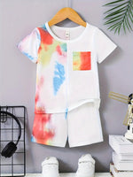 Boys' Casual Short Sleeve T-shirt Top Shorts Two-piece Set - Cindi Book