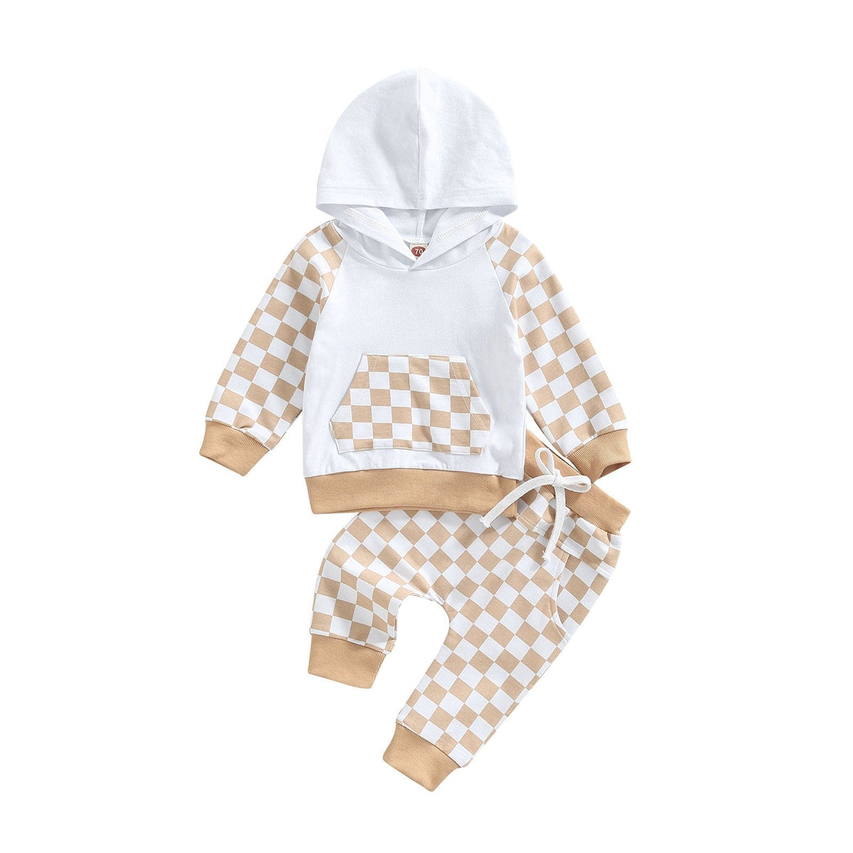 Casual Boys' Plaid Patchwork Hoodie Trousers Suit - Cindi Book
