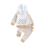Casual Boys' Plaid Patchwork Hoodie Trousers Suit - Cindi Book