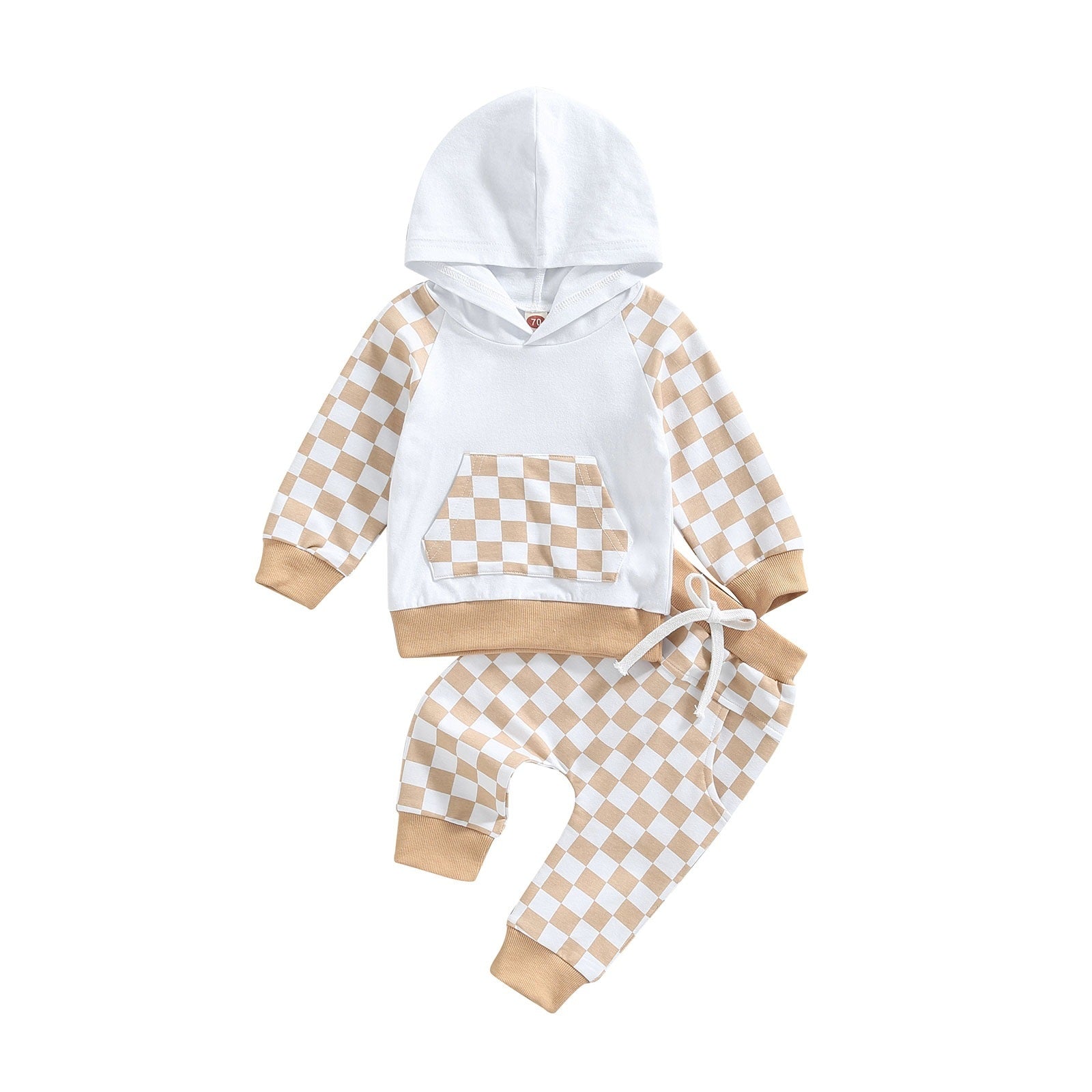 Casual Boys' Plaid Patchwork Hoodie Trousers Suit - Cindi Book
