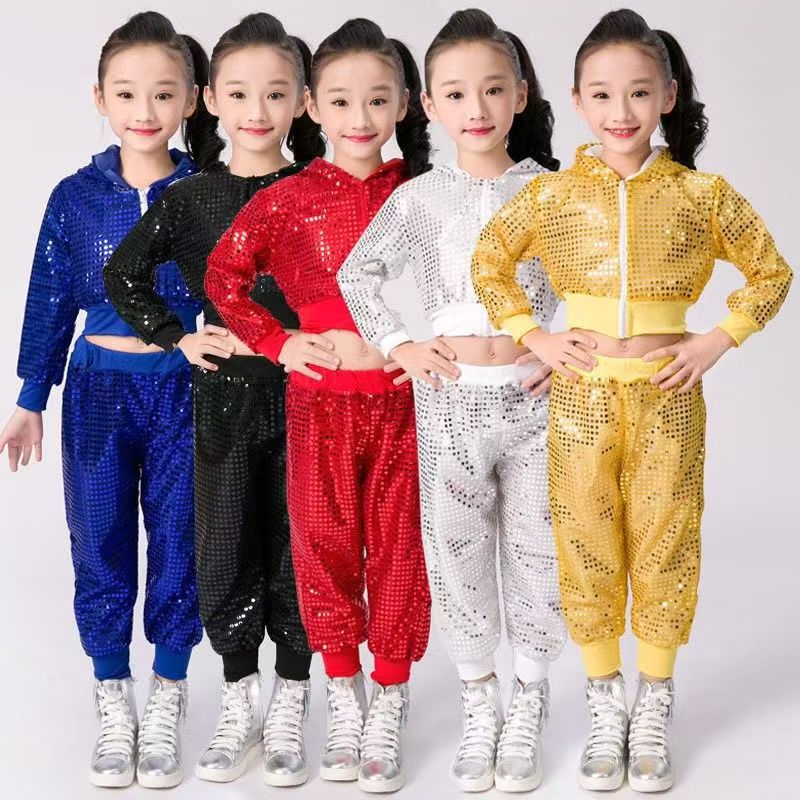 Childrens Sequined Hip-hop Street Dance Performance Cheerleading Team Sportswear - Cindi Book
