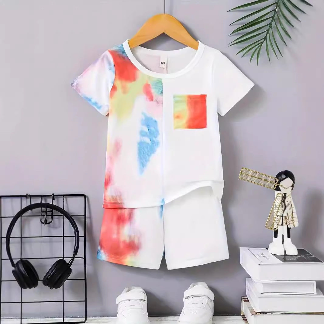 Boys' Casual Short Sleeve T-shirt Top Shorts Two-piece Set - Cindi Book