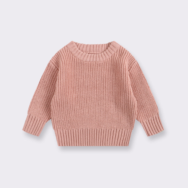 Simple Solid Color Girls' Round Neck Base Knitwear - Cindi Book