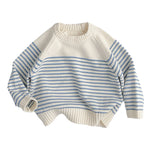 Korean Style Loose Coat Striped Plug-in Knitted Sweater - Cindi Book