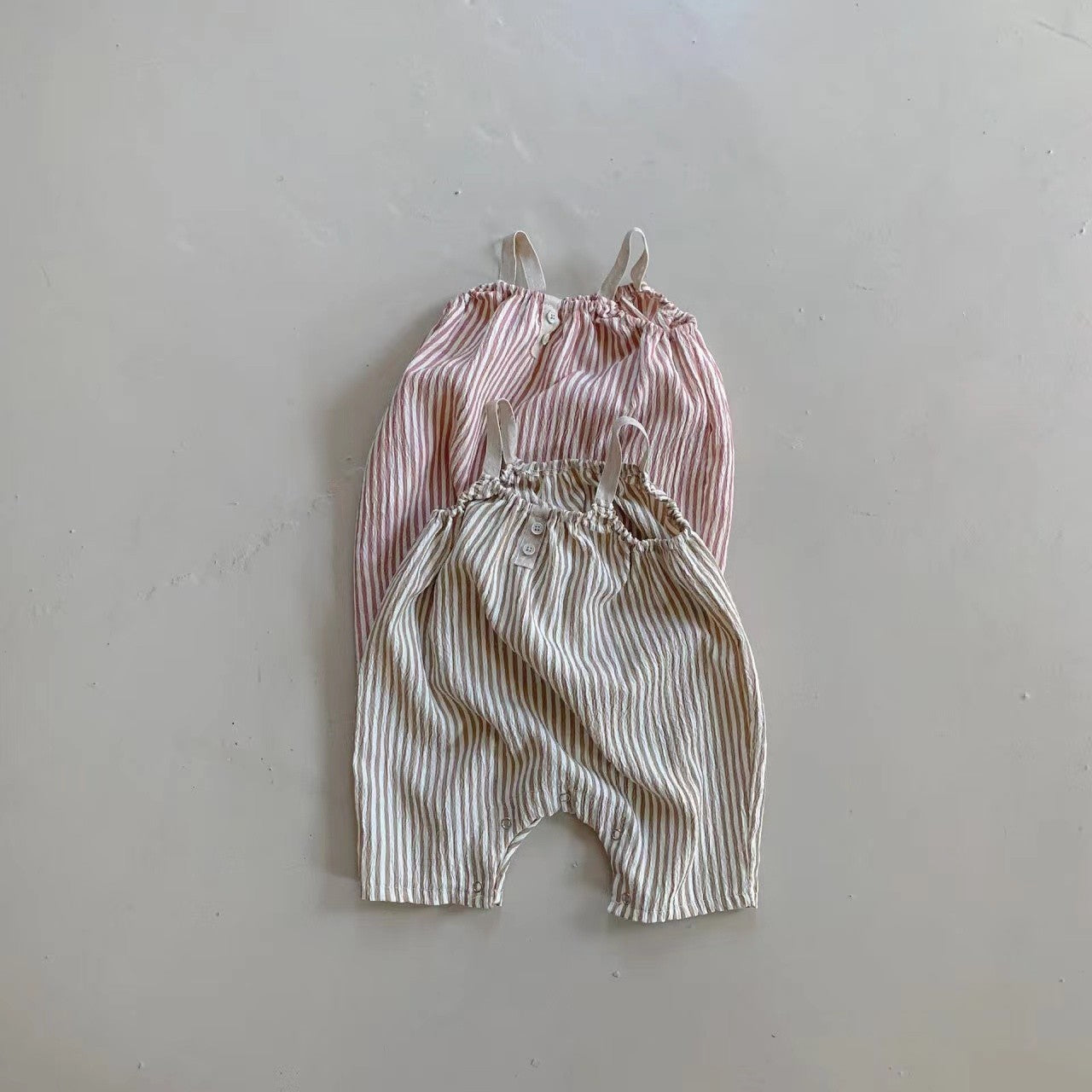 Summer Infant Thin Vertical Striped Suspender Jumpsuit - Cindi Book