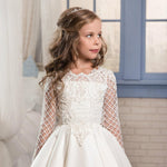 Little Girl Long Sleeve Dresses Champagne - Cindi Book