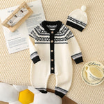 Western Style Striped Knitted Clothing Male And Female Baby One-piece Outing - Cindi Book