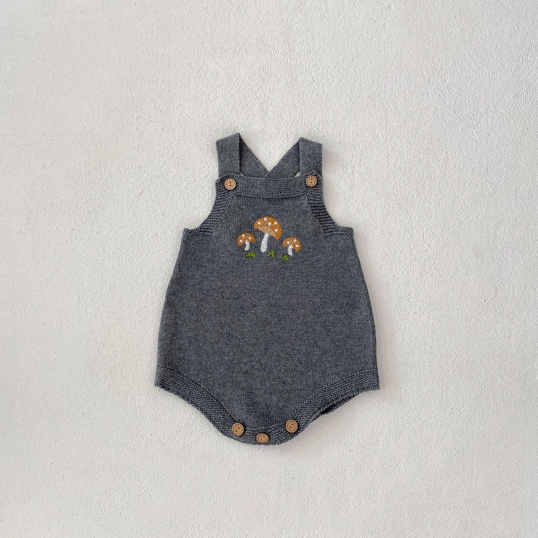 Baby Boys And Girls Mushroom Embroidered Romper Embroidered Hat - Cindi Book