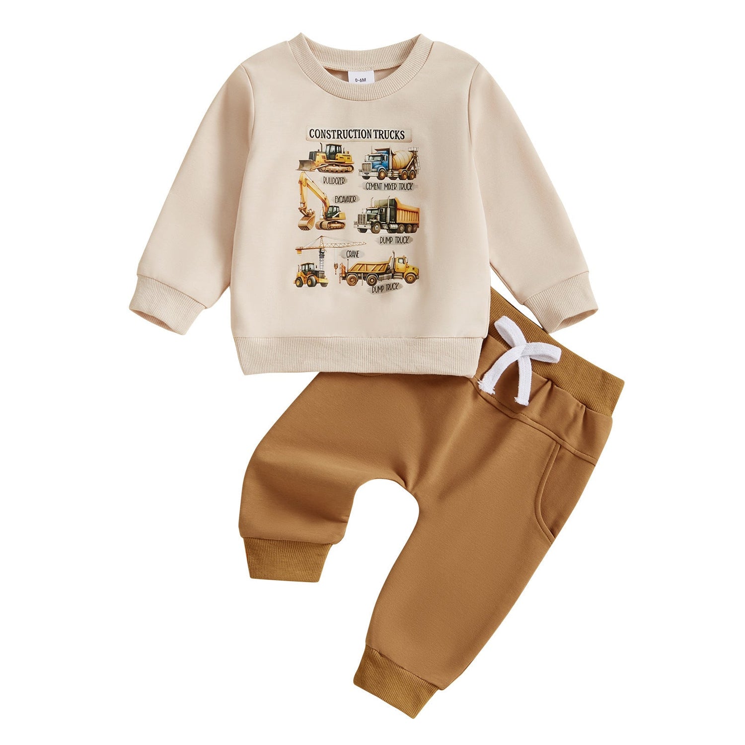 Truck Building Printing Boys Sweater Set