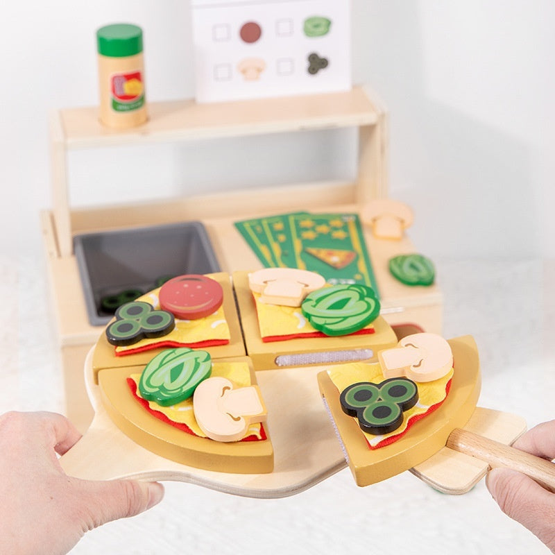 Children's Early Education Educational Wooden Pizza Oven Kitchen Simulation Toy - Cindi Book
