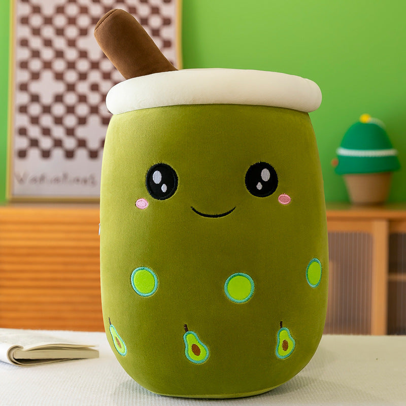 Fruit Milky Tea Cup Pillow Plush Toy Leather Phone Case - Cindi Book
