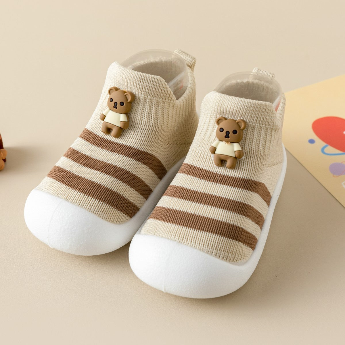 Casual Simple Soft Bottom Non-slip Cartoon Striped Toddler Shoes - Cindi Book